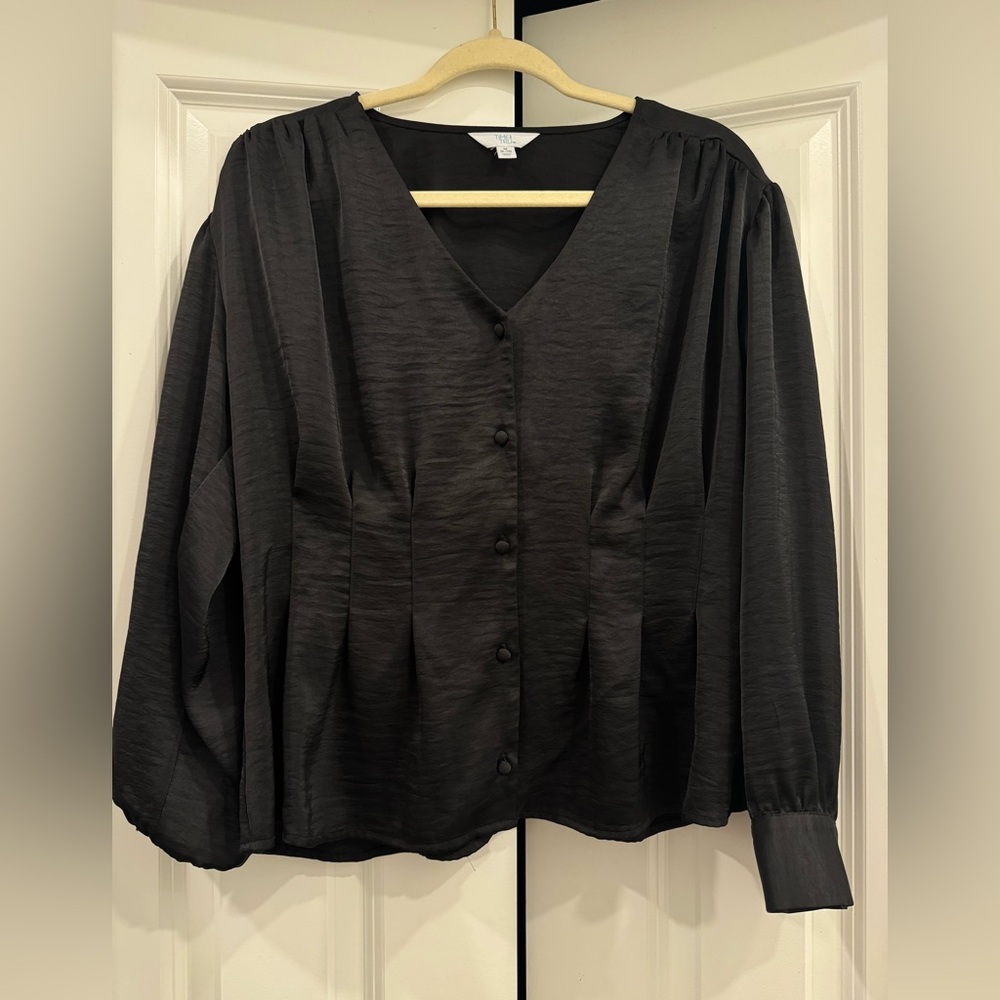 Time and Tru Black Button-Up Blouse